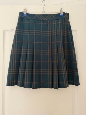 Wilfred Green and Brown Plaid Pleated Skirt